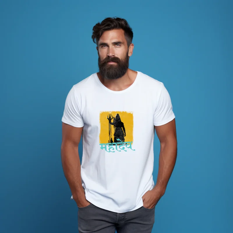 Mahadev with Trishul Printed T Shirt For Men - Image 1