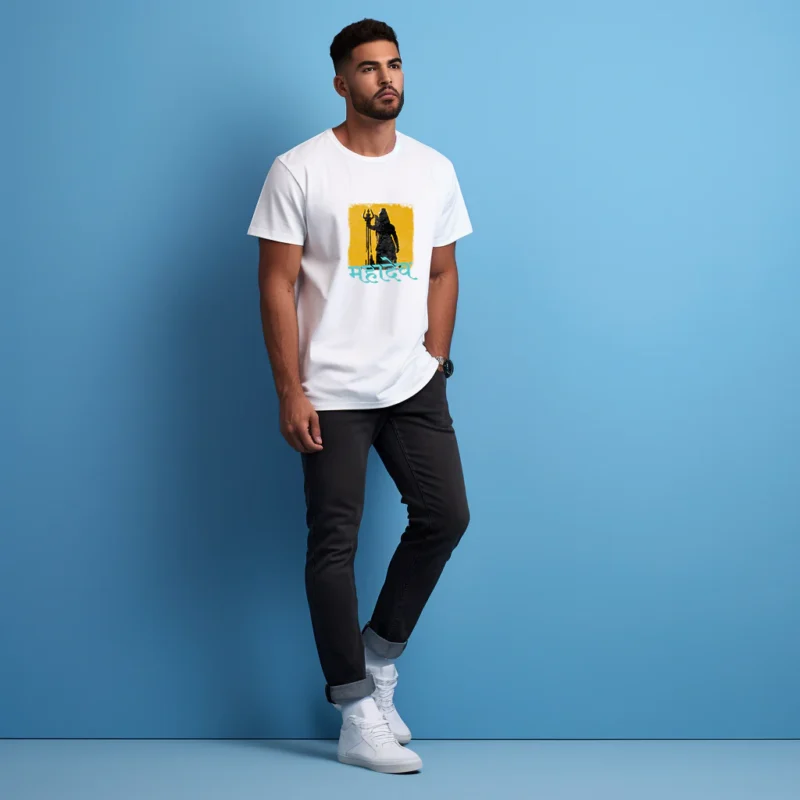 Mahadev with Trishul Printed T Shirt For Men - Image 2